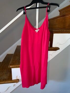 Meraki Hot Pink Satin Slip Dress